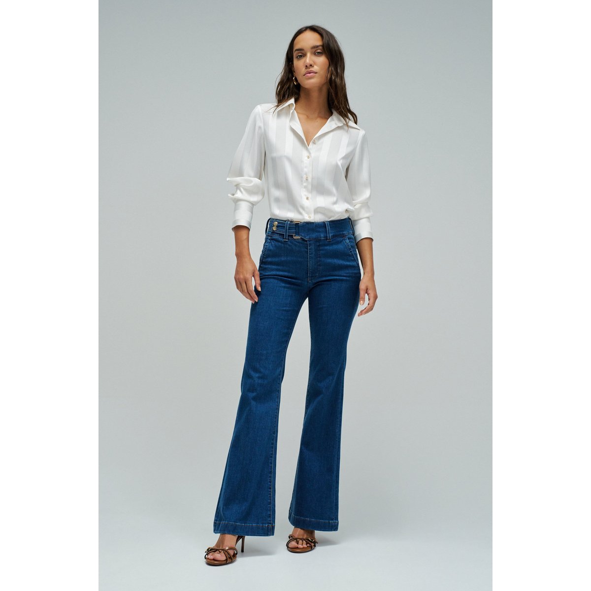 SECRET CHINO PUSH IN FLARE bleu foncé, SALSA JEANS