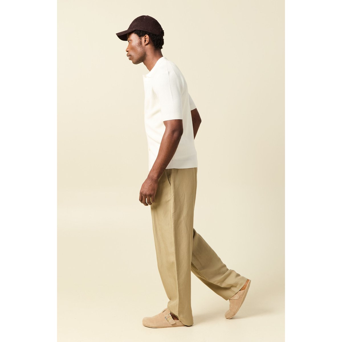 Chemise manches courtes col polo ecru, BONOBO