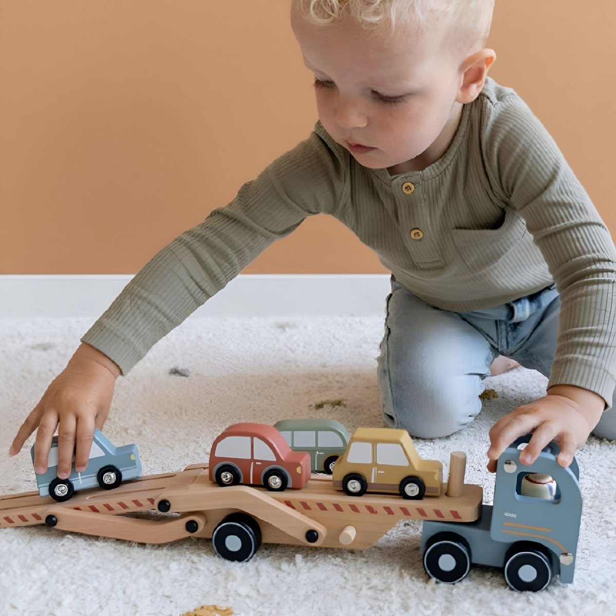Camion porte-voiture multicolore, LITTLE DUTCH