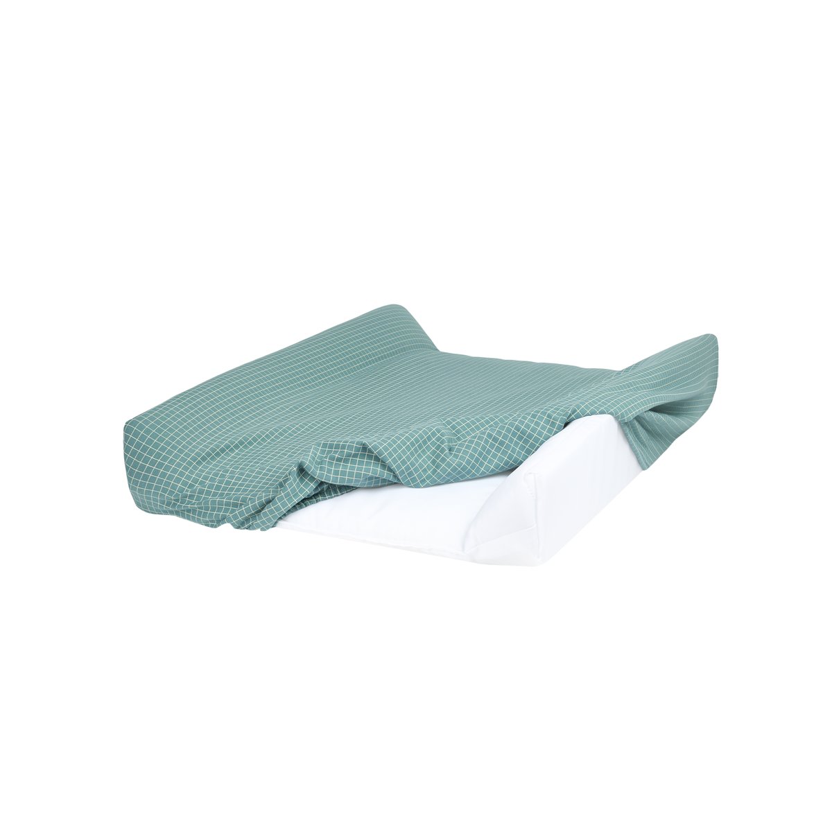 Housse de matelas à langer STORIES Édition limitée - Jersey de coton bio petits carreaux bleu canard / crème, NOBODINOZ