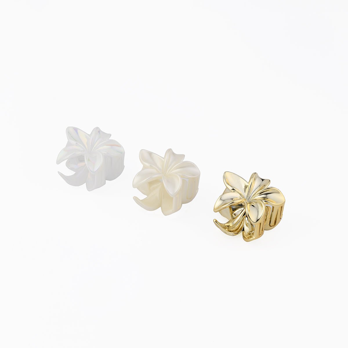 Set de 3 pinces cheveux fleurs blanc perle et dorée blanc, BALABOOSTE