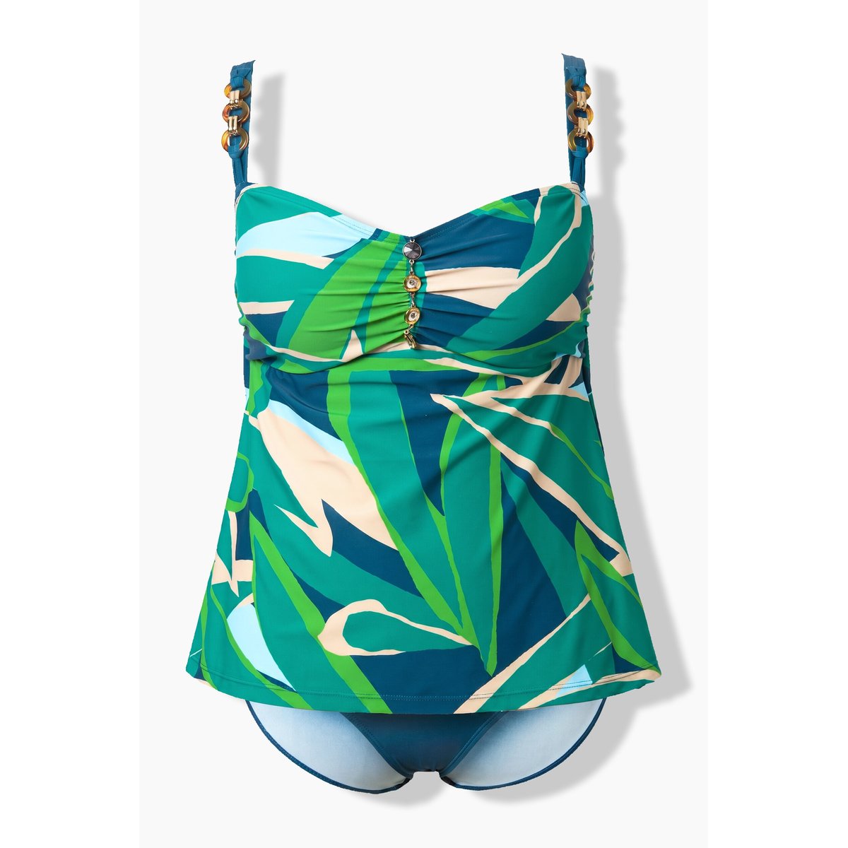 Tankini motif feuilles pétrole foncé, ULLA POPKEN