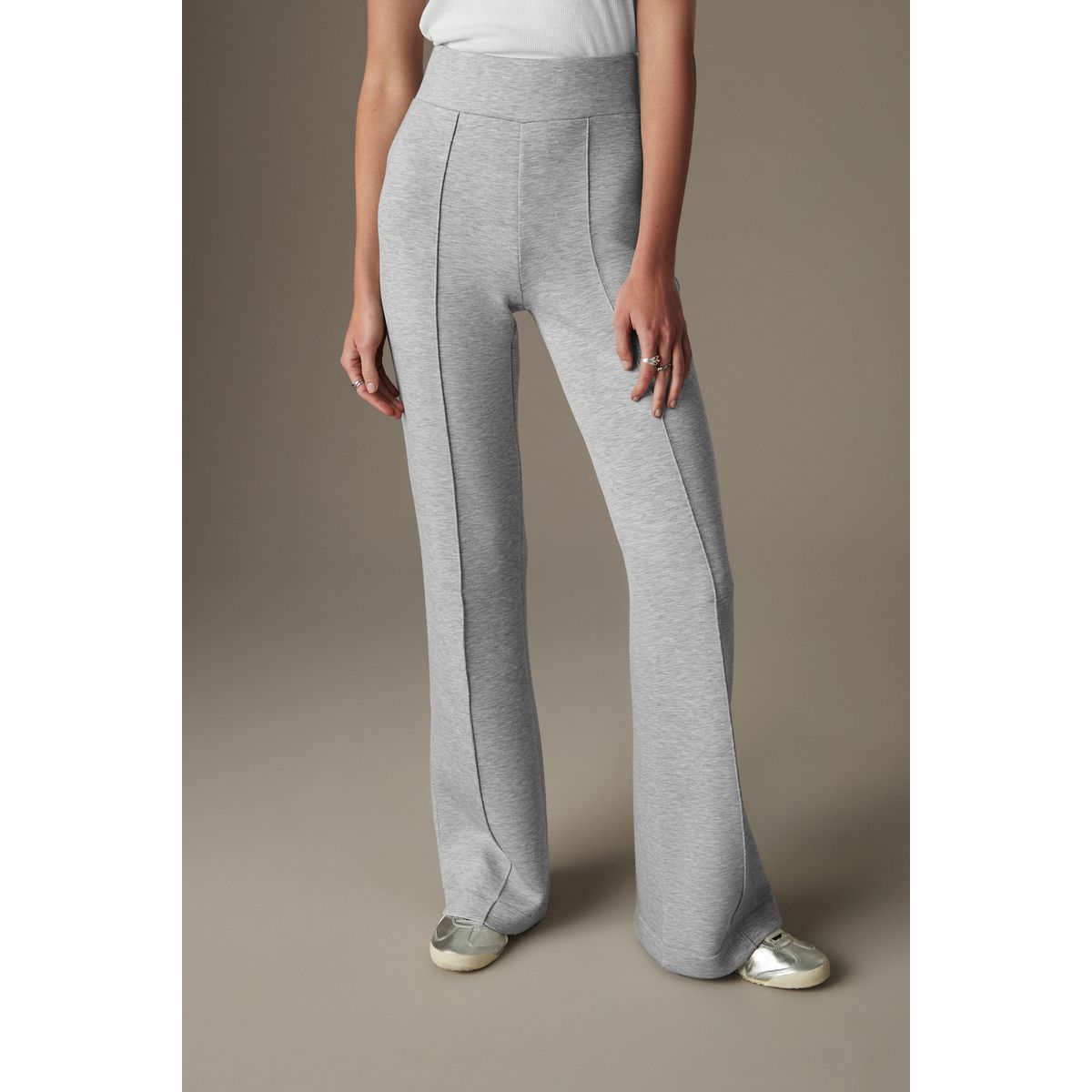 Pantalon évasé en jersey gris, NEXT