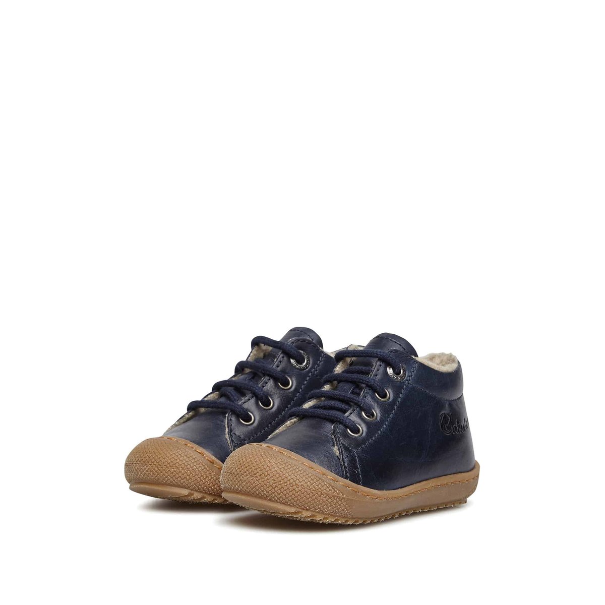 Chaussons Premiers Pas, Doublés En Laine Racoon marine, NATURINO