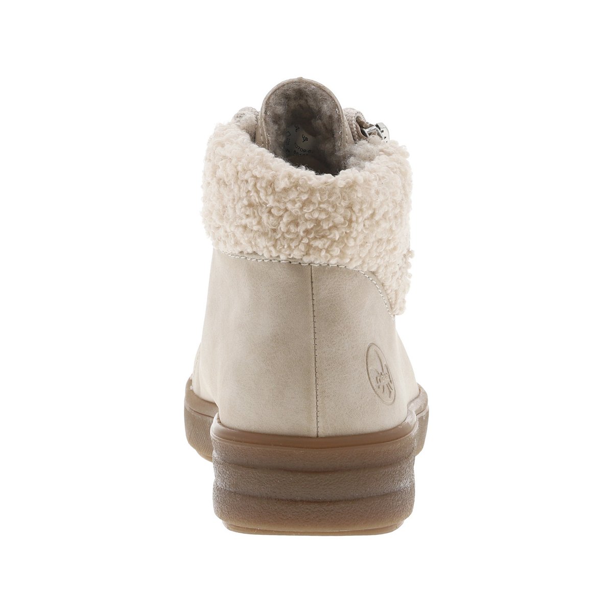 Bottines beiges à talon plat avec des lacets et un zip latéral beiges, RIEKER