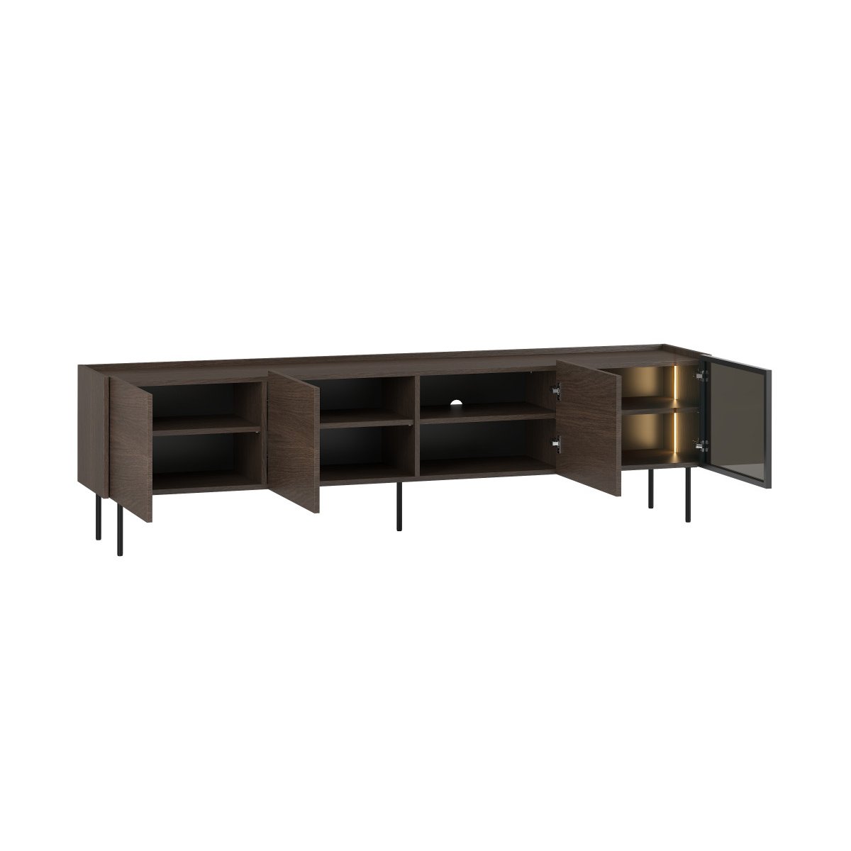 Meuble TV 220 cm , AURORA noir et noyer, BOBOCHIC