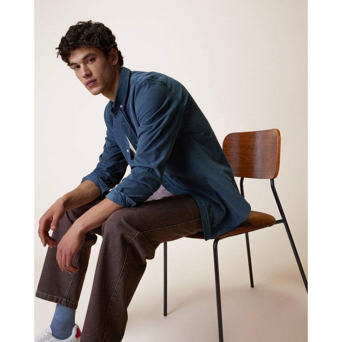 Chemise en velours côtelé bleu, FAGUO
