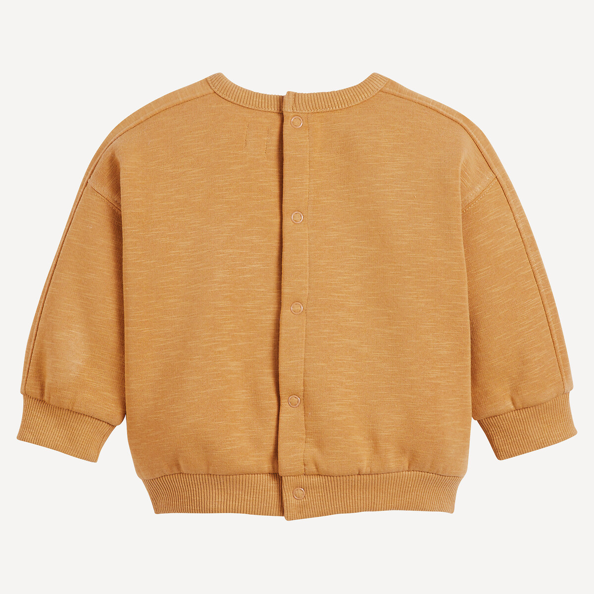 Sweat col rond, pressionné au dos, en molleton camel, LA REDOUTE COLLECTIONS