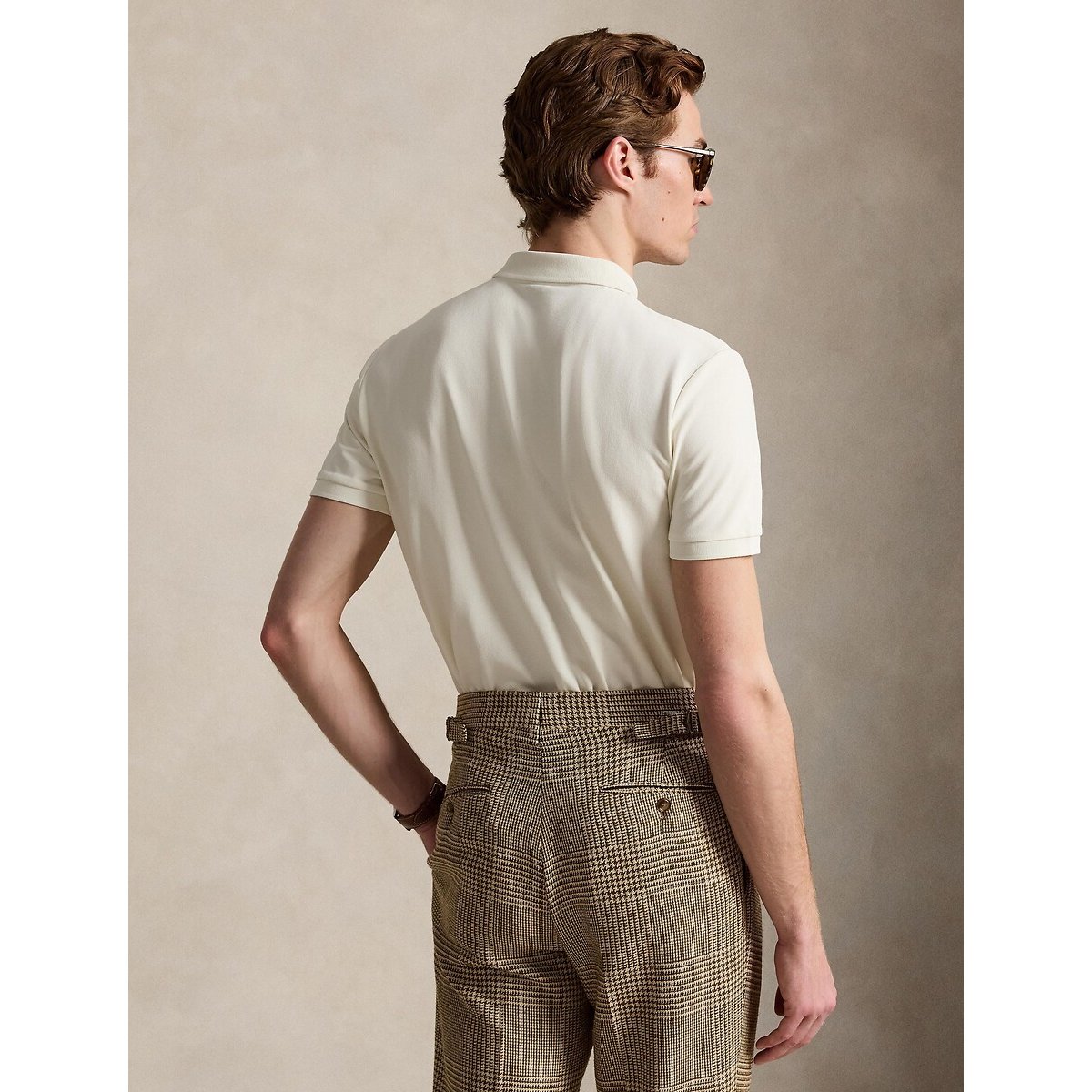 Polo en piqué stretch Custom Slim Fit crème, POLO RALPH LAUREN