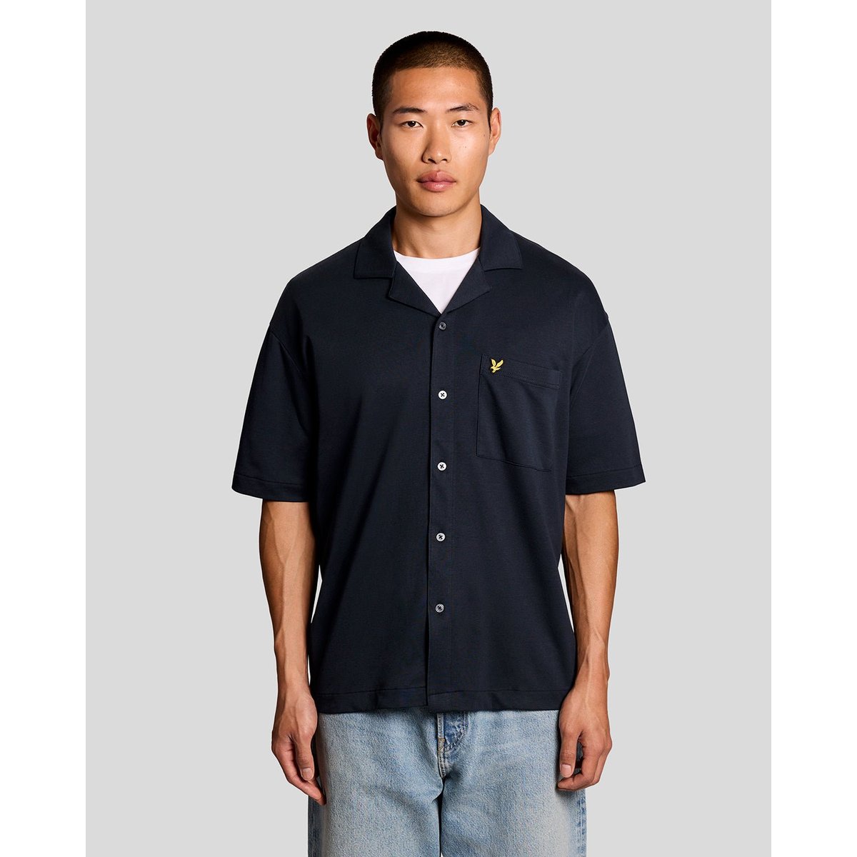 Chemise manches courtes col revers bleu foncé marine, LYLE & SCOTT