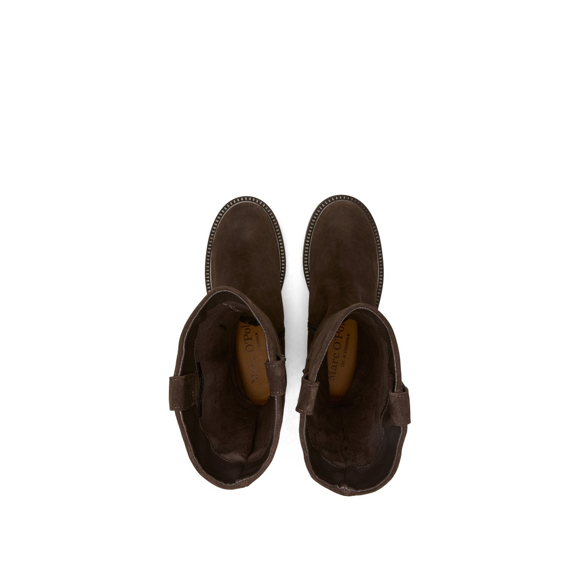 Bottes à tige haute, modèle Perla en cuir velours souple marron foncé, MARC O'POLO