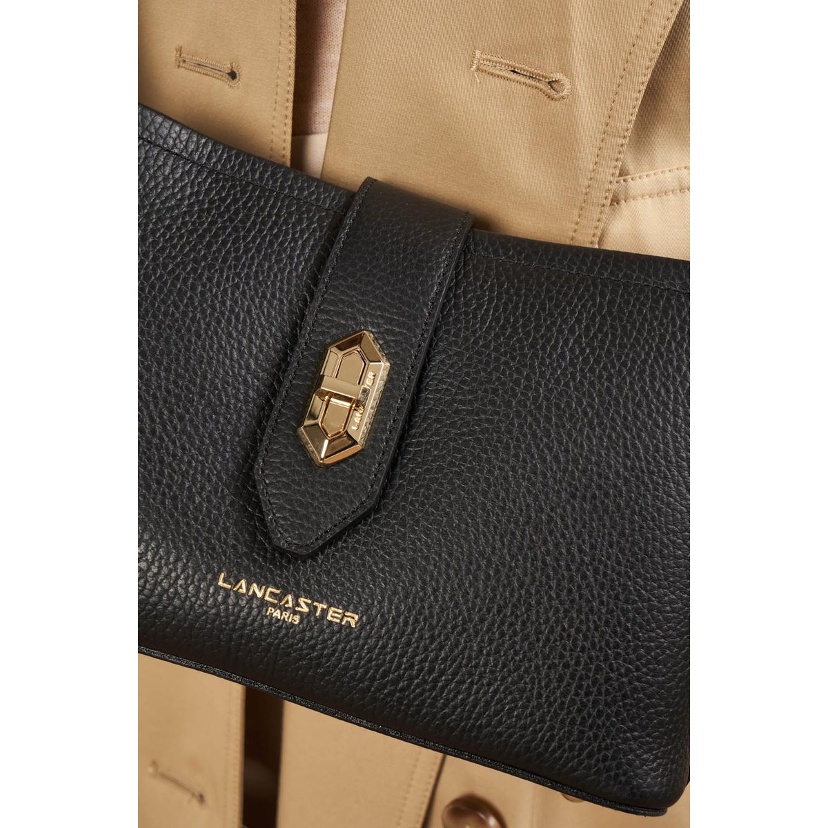 Sac trotteur, Made in France TOP DOUBLE noir - in - nude, LANCASTER