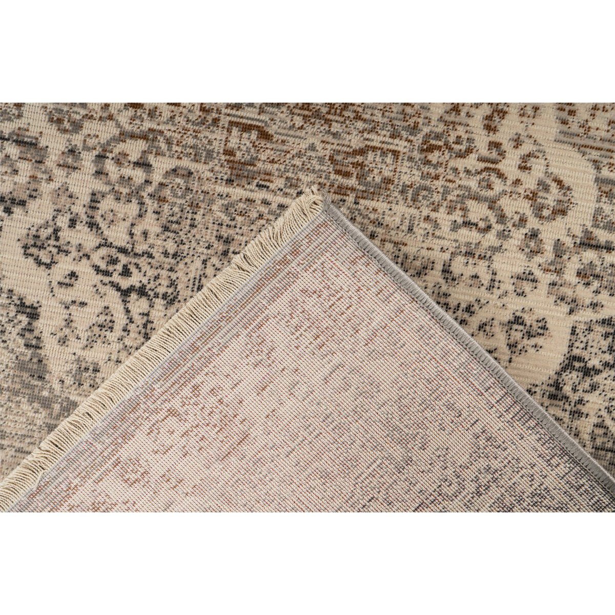 Tapis rectangulaire oriental effet vieilli beige sable et gris anthracite, ARTE ESPINA