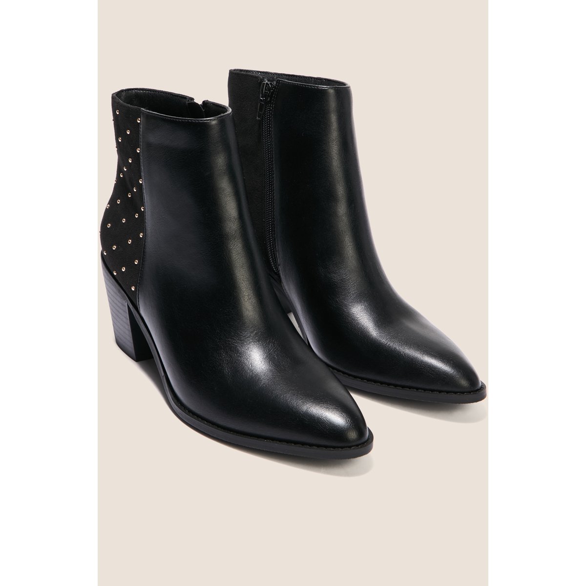 Bottines à talon détails cloutés noir, BREAL