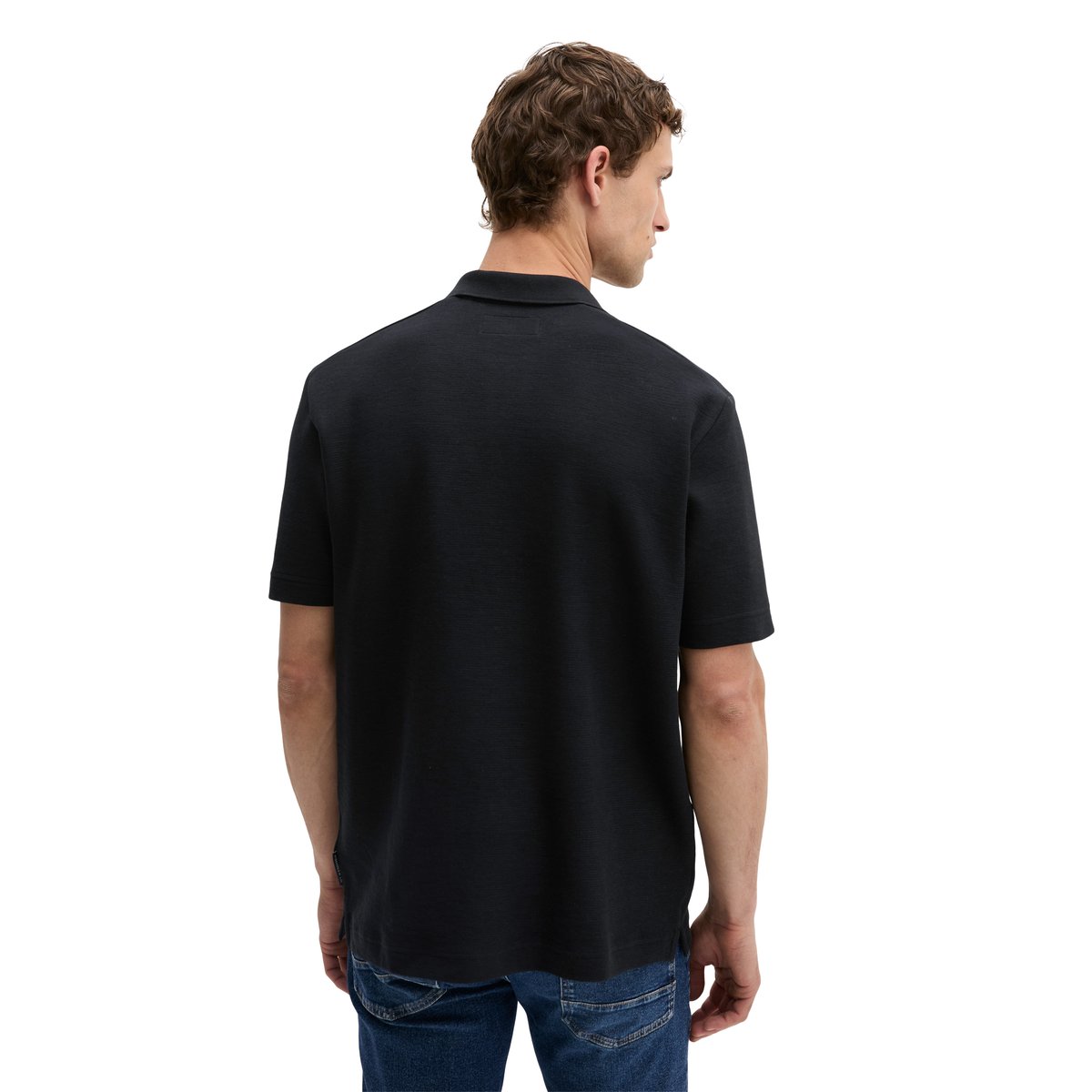 Polo coupe classique en pur coton bio noir, MARC O'POLO