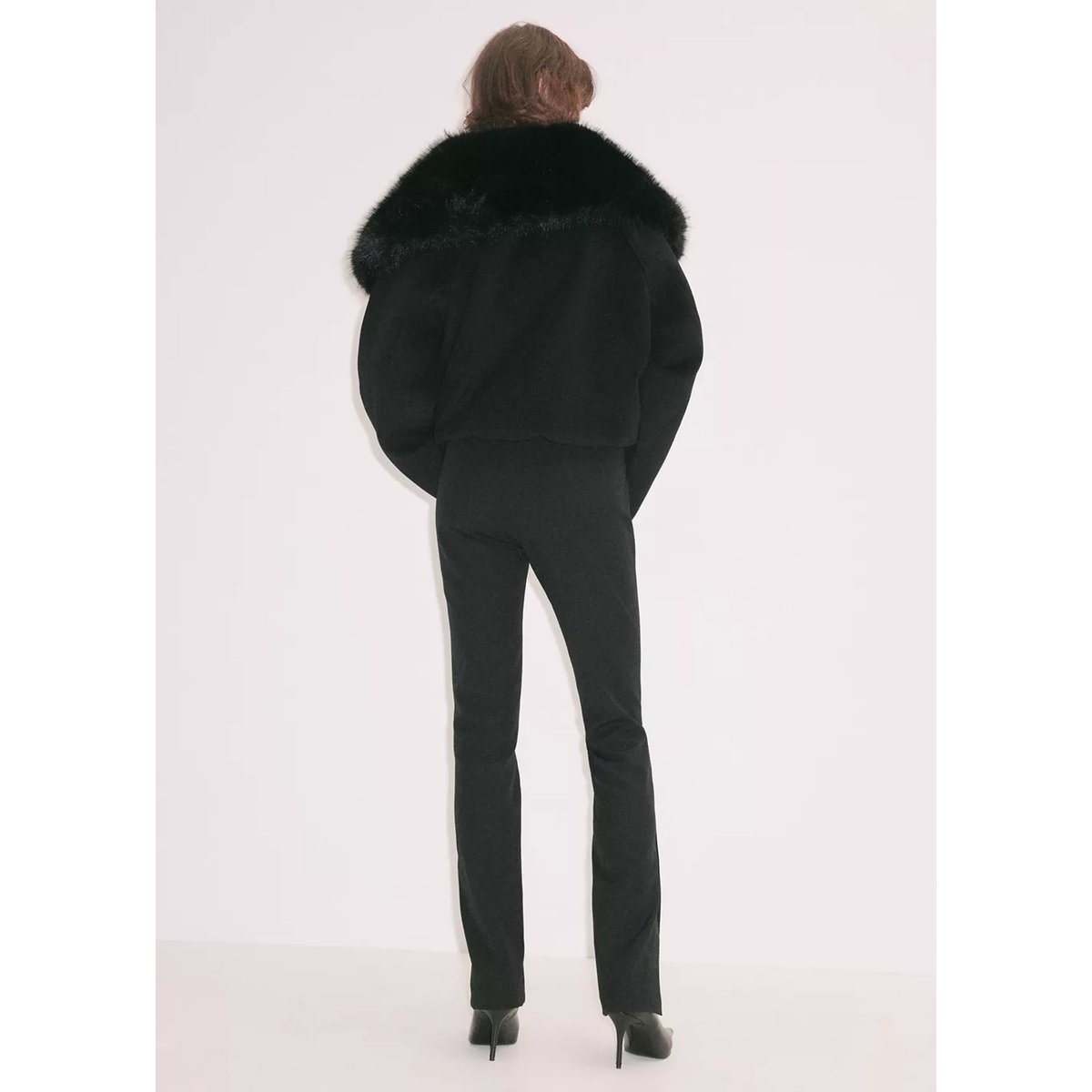 Pantalon skinny taille haute noir, MANGO