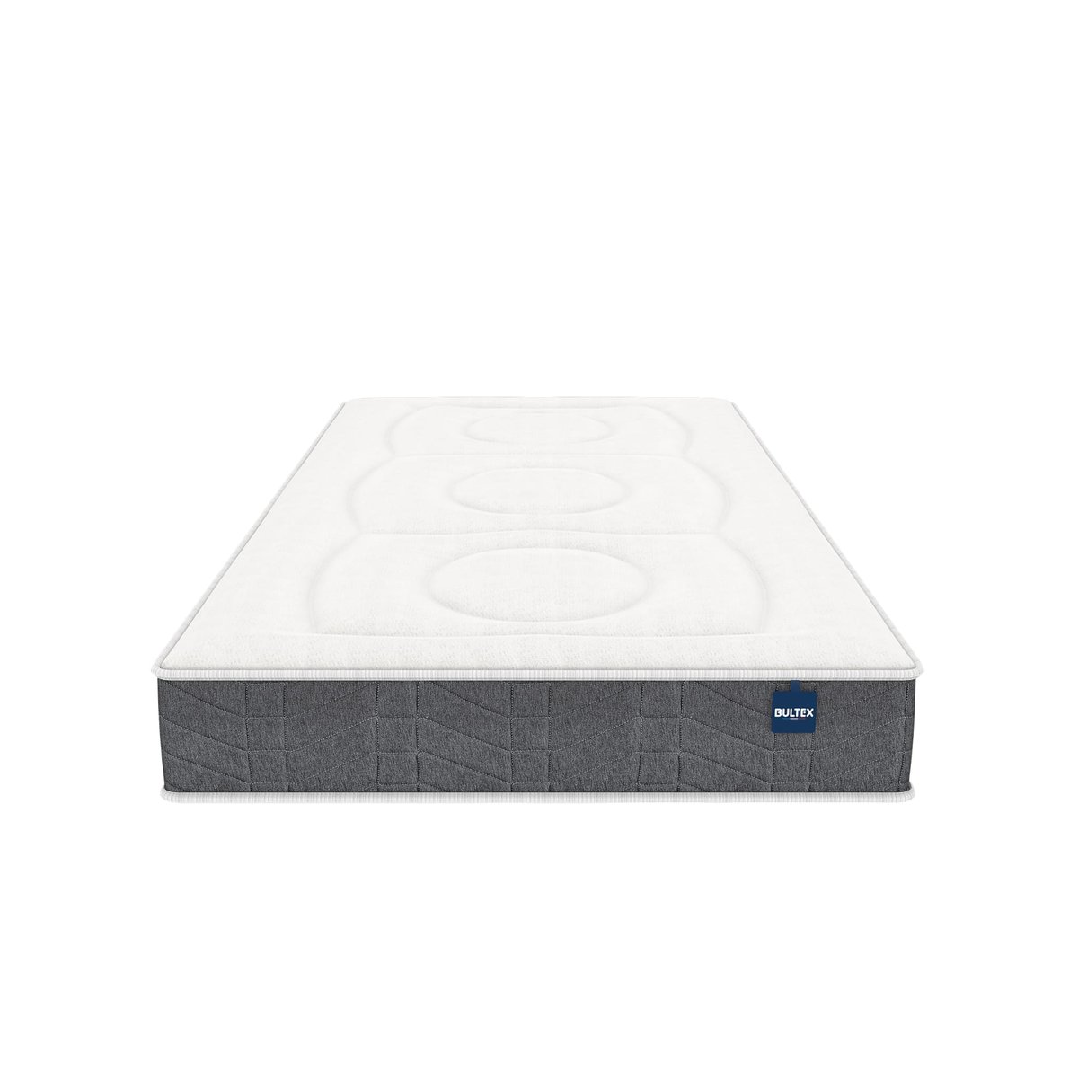 Ensemble matelas nano 5 zones SMART REPAIR, sommier MEDIANO gris fumé et pieds blanc, BULTEX