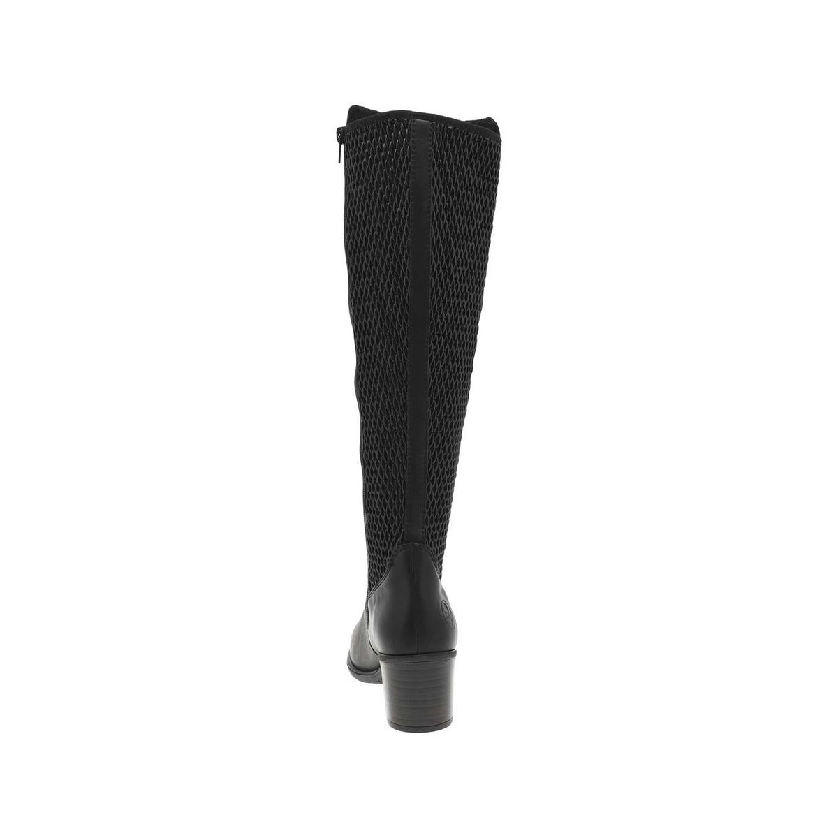 Bottes bi-matières en cuir noir à semelle à talon décroché moyen noir, RIEKER