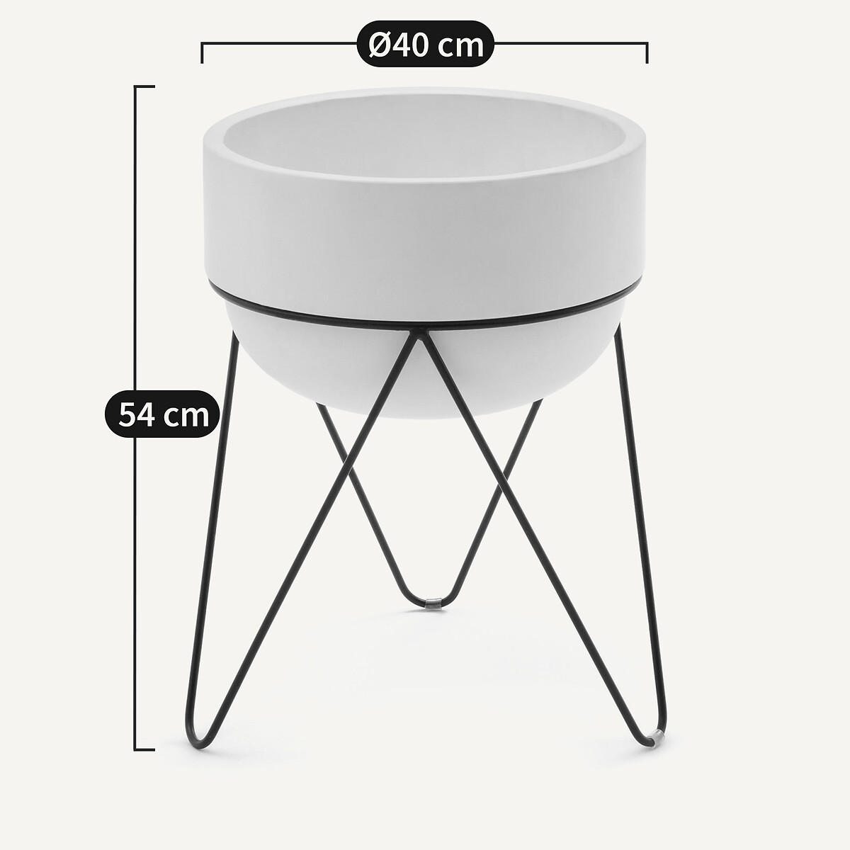 Cache pot H54 cm, Plantae blanc, AM.PM