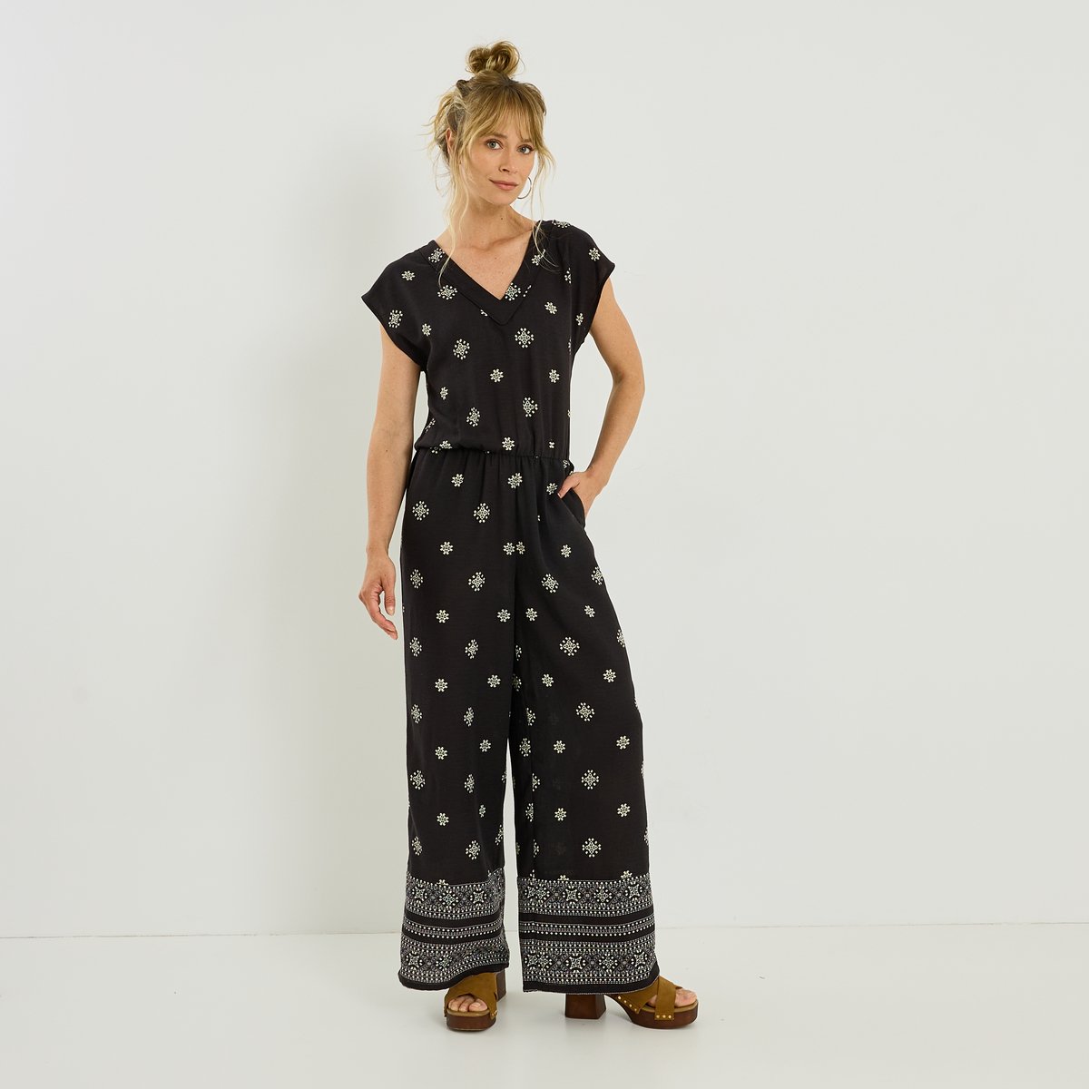 Combinaison pantalon imprimée noir, GRAIN DE MALICE
