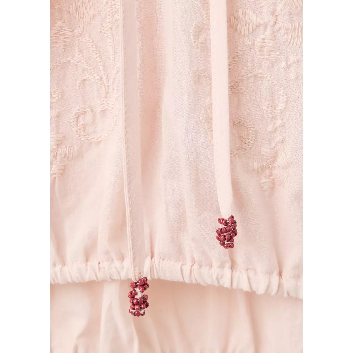 Blouse à manches bouffantes broderies rose pastel, MANGO TEEN
