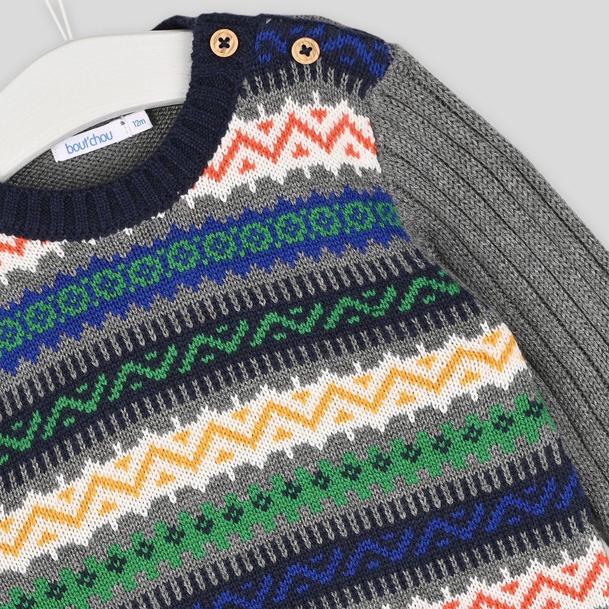 Pull jacquard gris chine moyen, BOUT'CHOU