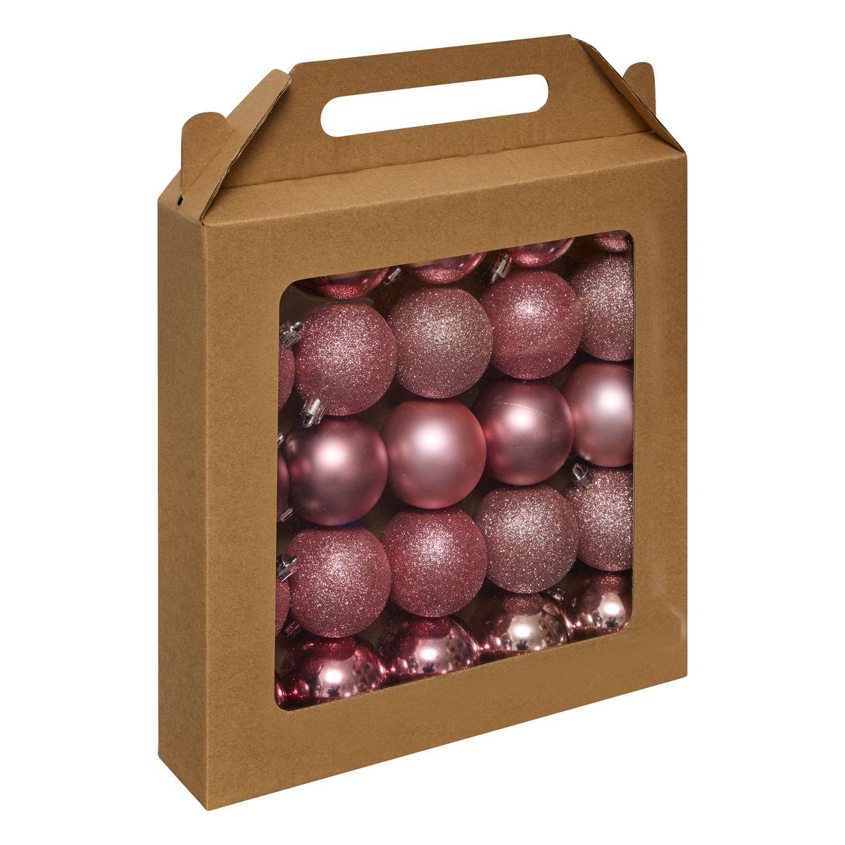 Lot de 25 boules de Noël D.6 cm JOKLI rose, ATMOSPHERA