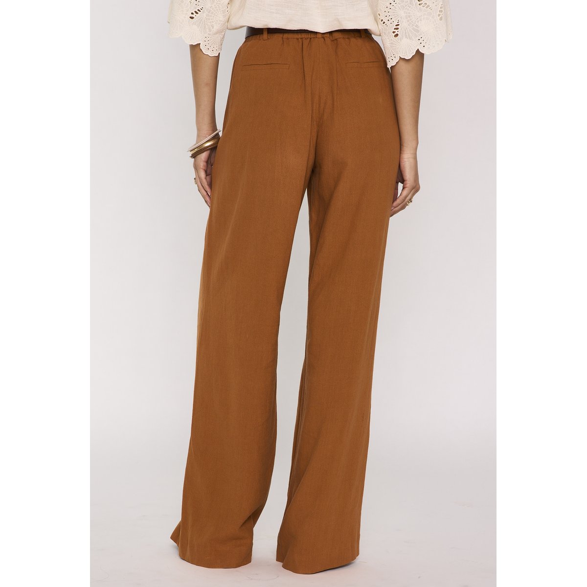 Pantalon large en lin mélangé TAMINA ocre, Maison 123