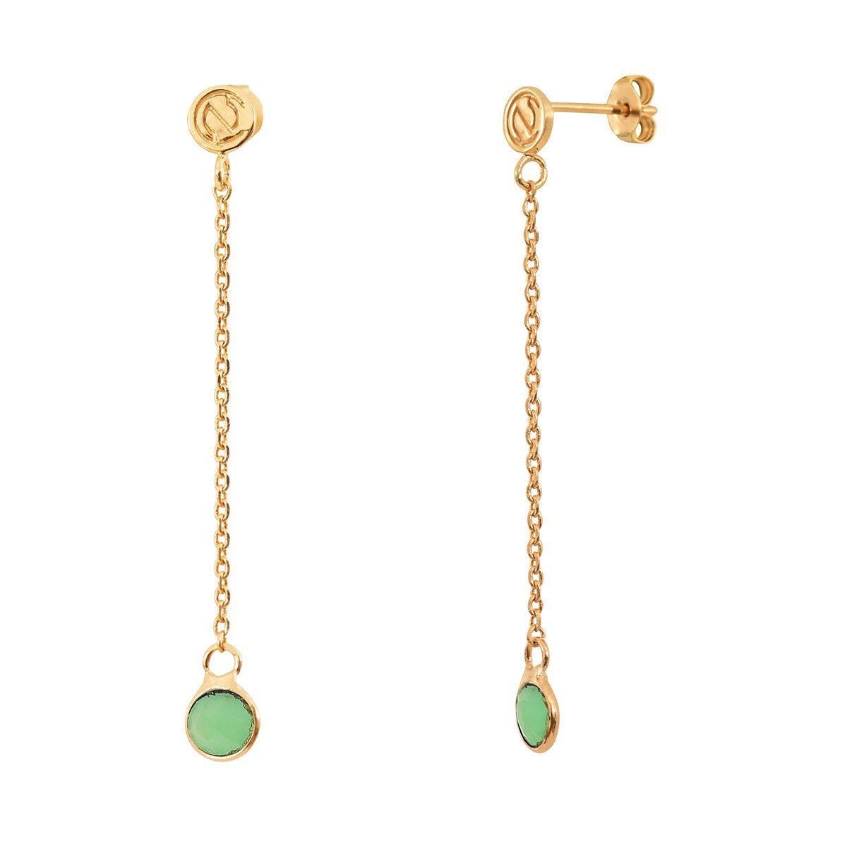 Boucles d'oreilles longues moorea chrysoprase vert, CAROLINE NAJMAN
