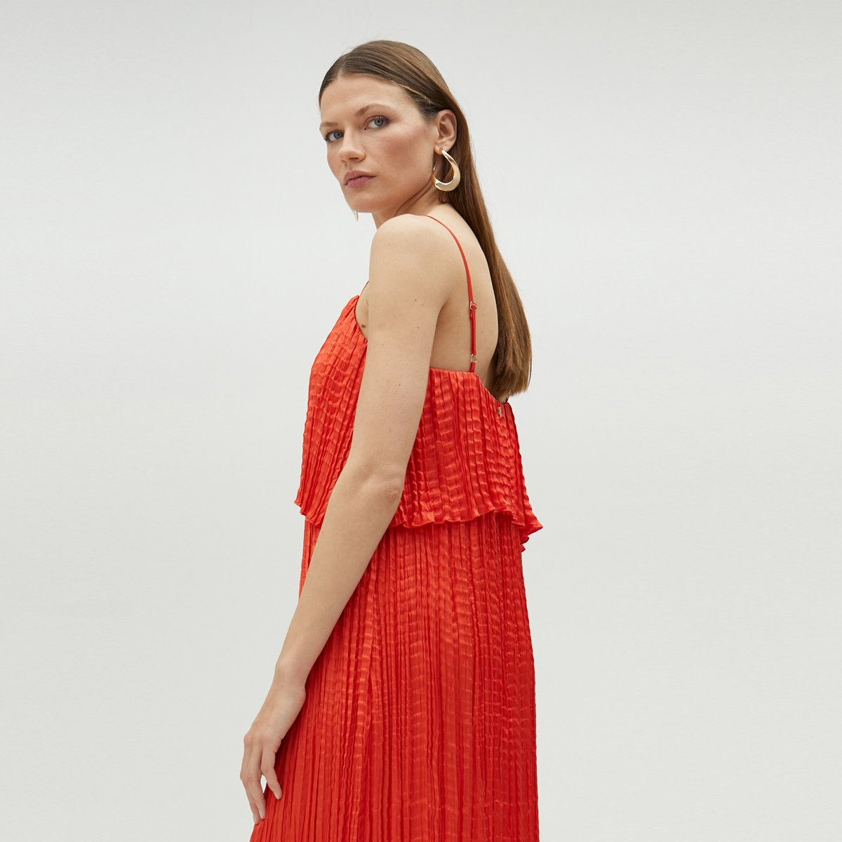 Robe longue à bretelles fines orange, LOLA CASADEMUNT