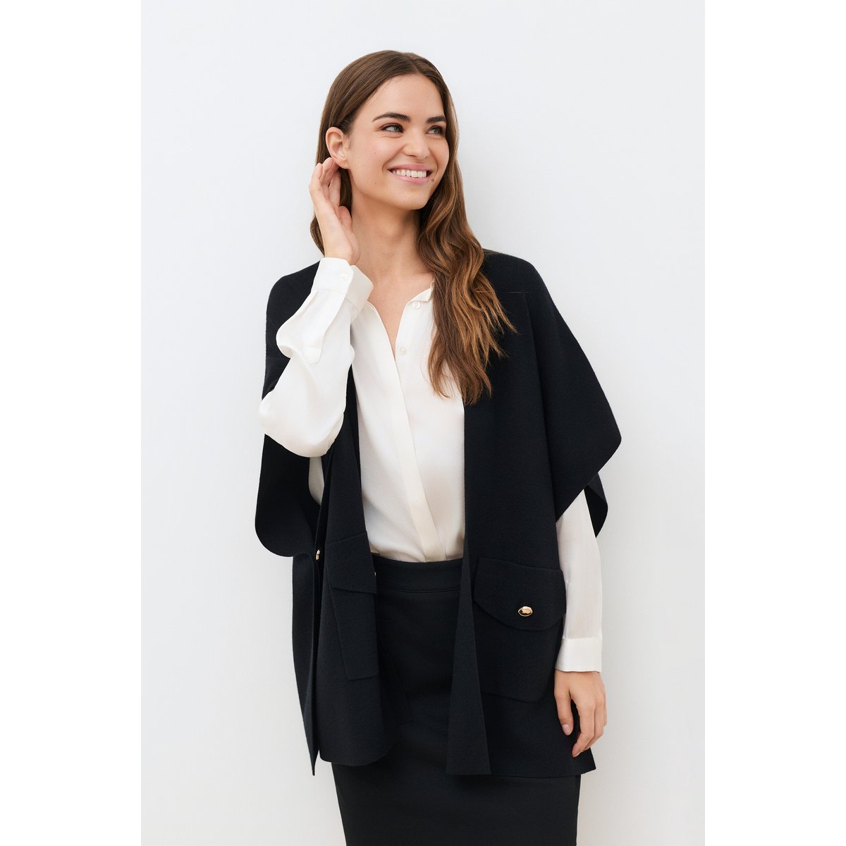 Poncho ample sans col HEGIL noir, CAROLL