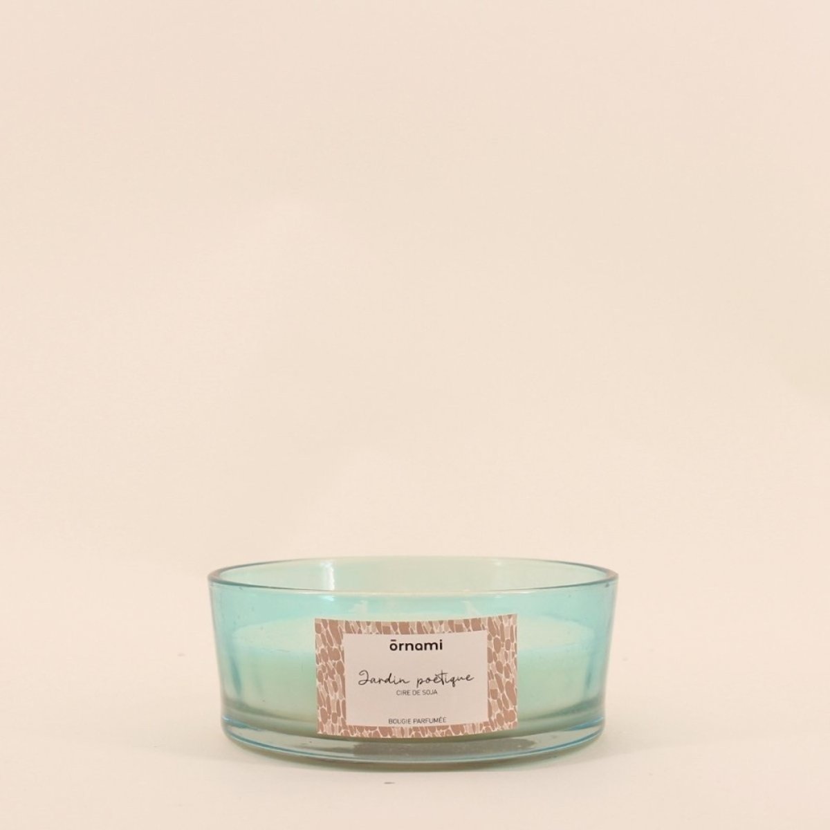 Bougie parfumée cire de soja 4 mèches "jardin poétique" 380g bleu, ORNAMI