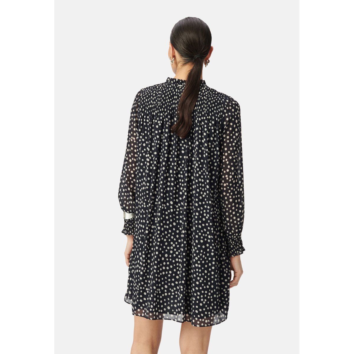Robe courte imprimé pois bleu marine, IKKS