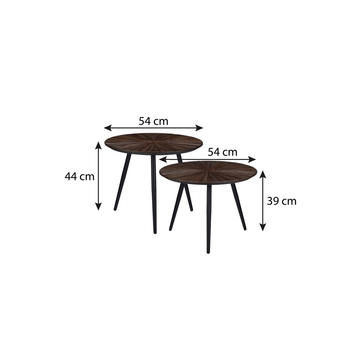 Lot de 2 tables d'appoint texturées DANE brun, MICA DECORATIONS