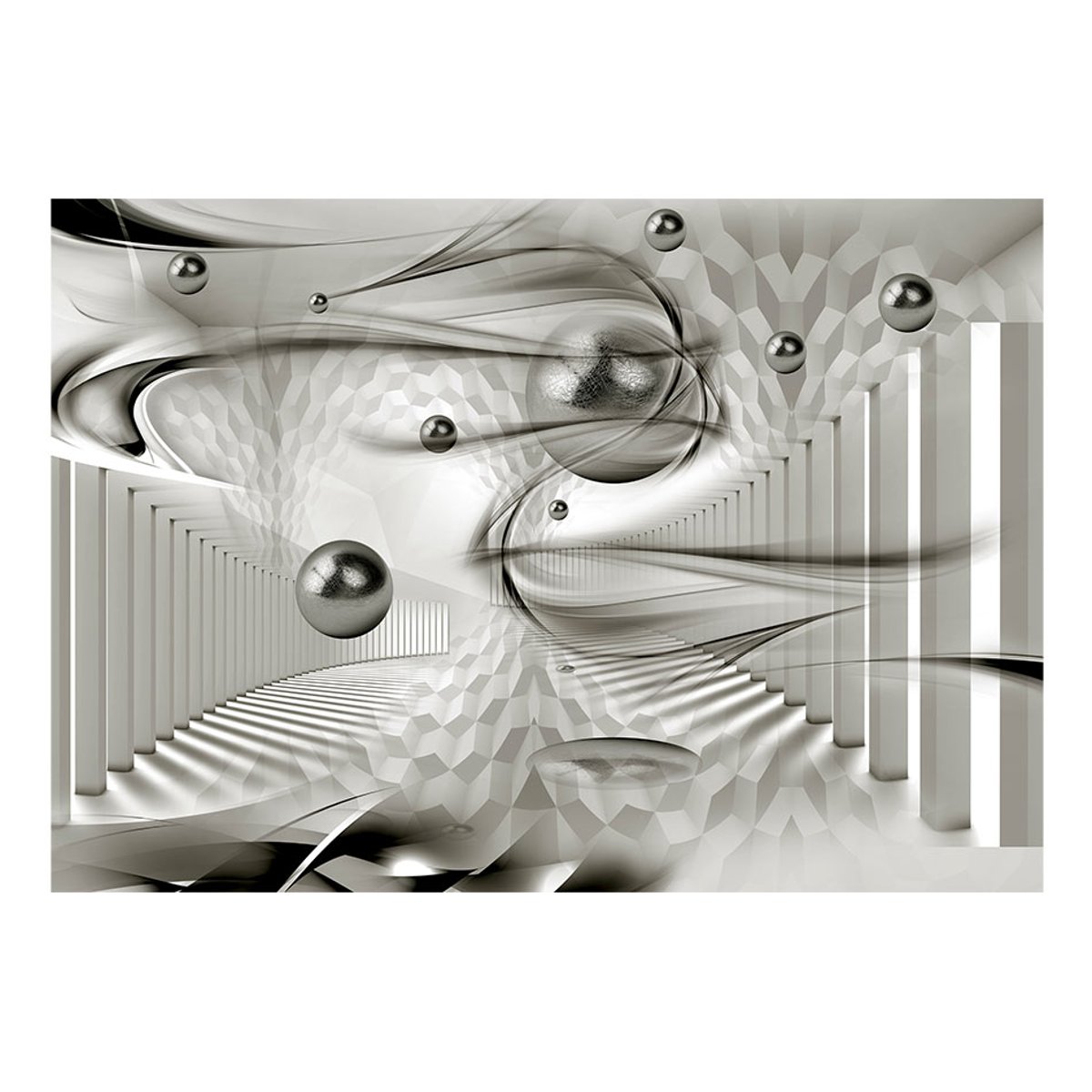 Papier peint intissé panoramique Abstractions Geometric storm beige, EDEN