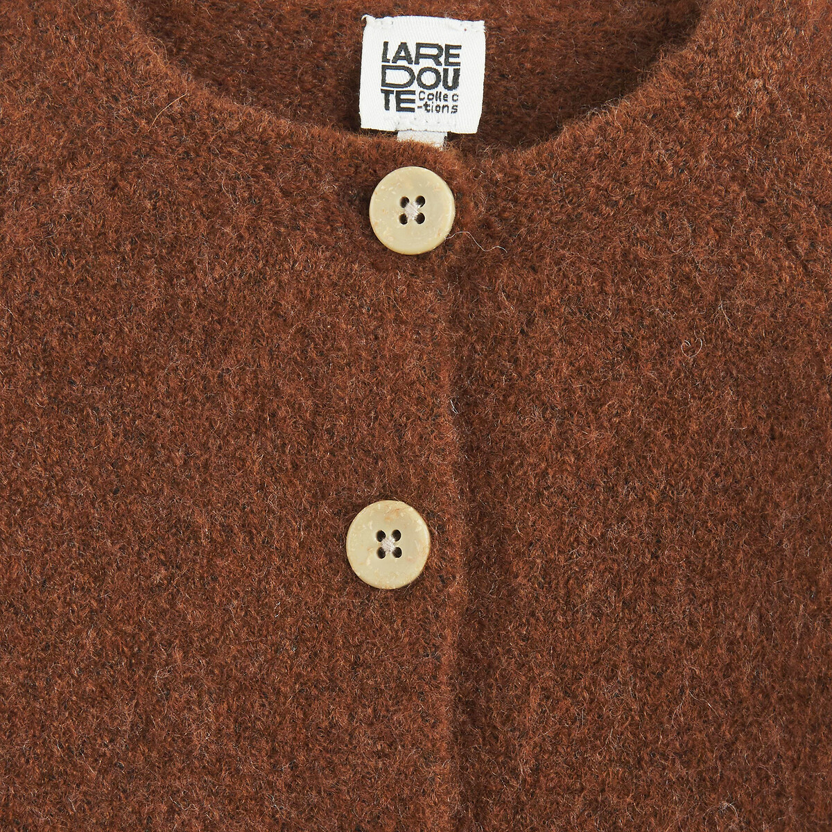 Cardigan a maglia grossa con scollo rotondo cioccolato, LA REDOUTE COLLECTIONS