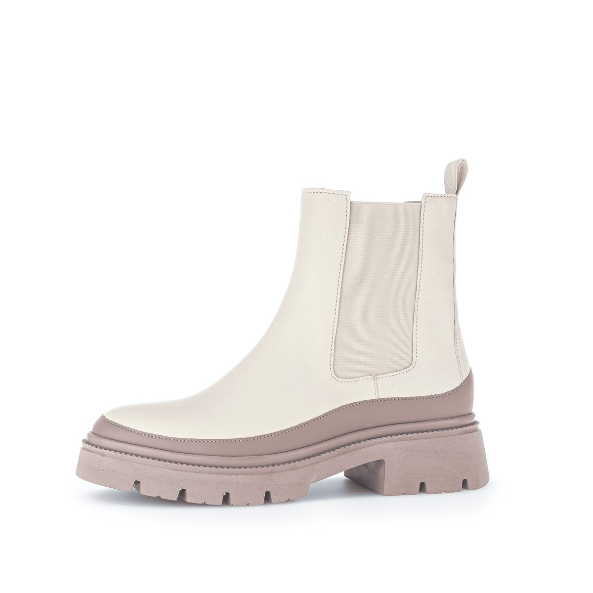 Bottines en cuir lisse à talon décroché beige, GABOR