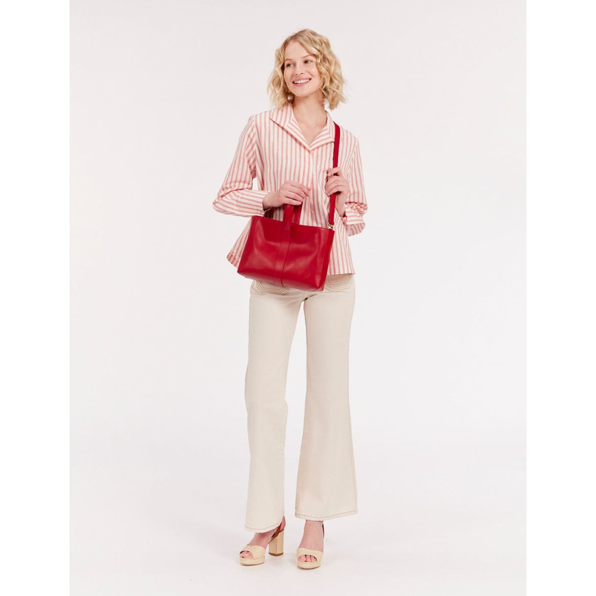 Sac cabas cuir Léonore petit format rouge, INES DE LA FRESSANGE PARIS