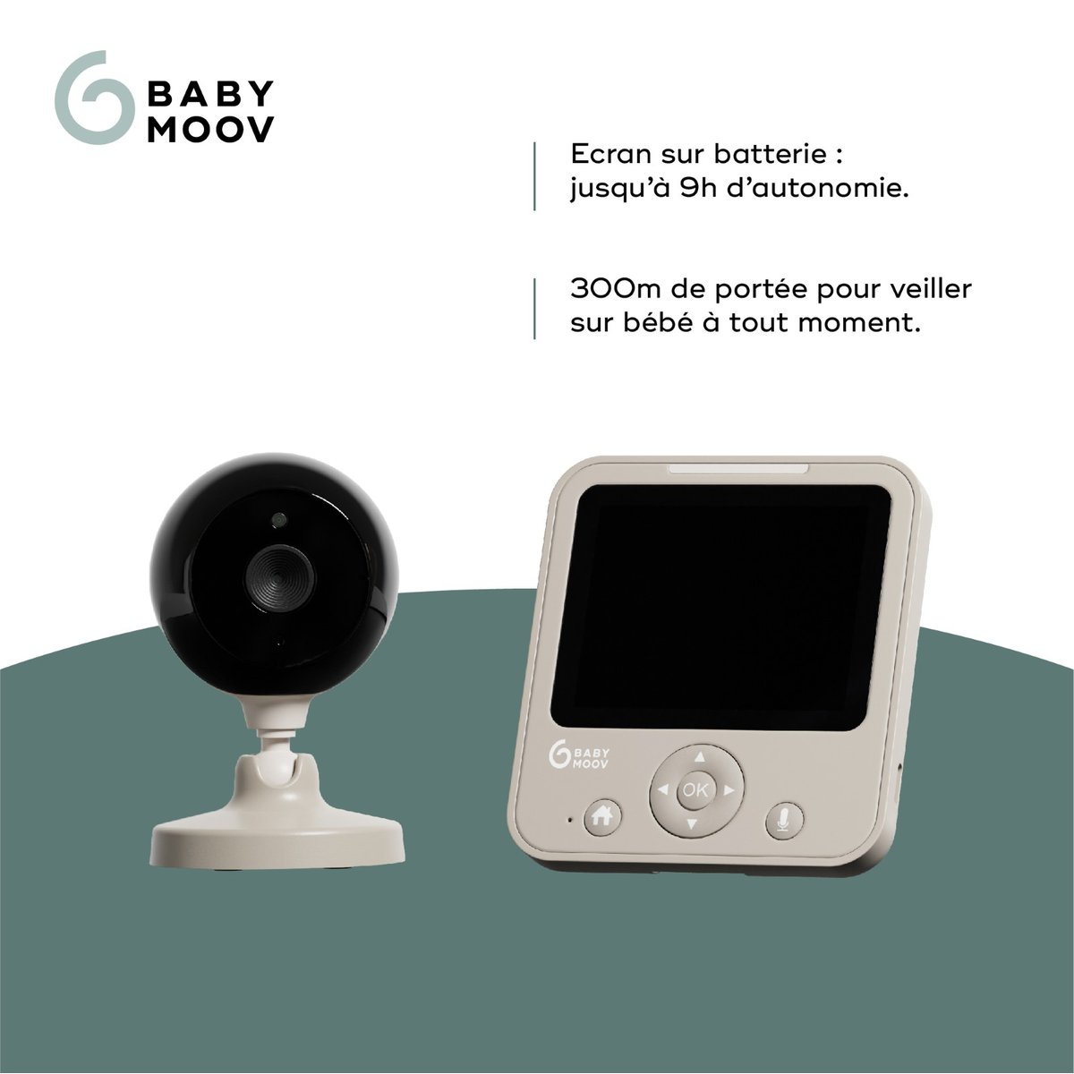 Babyphone caméra compact Yoo Start gris clair, BABYMOOV