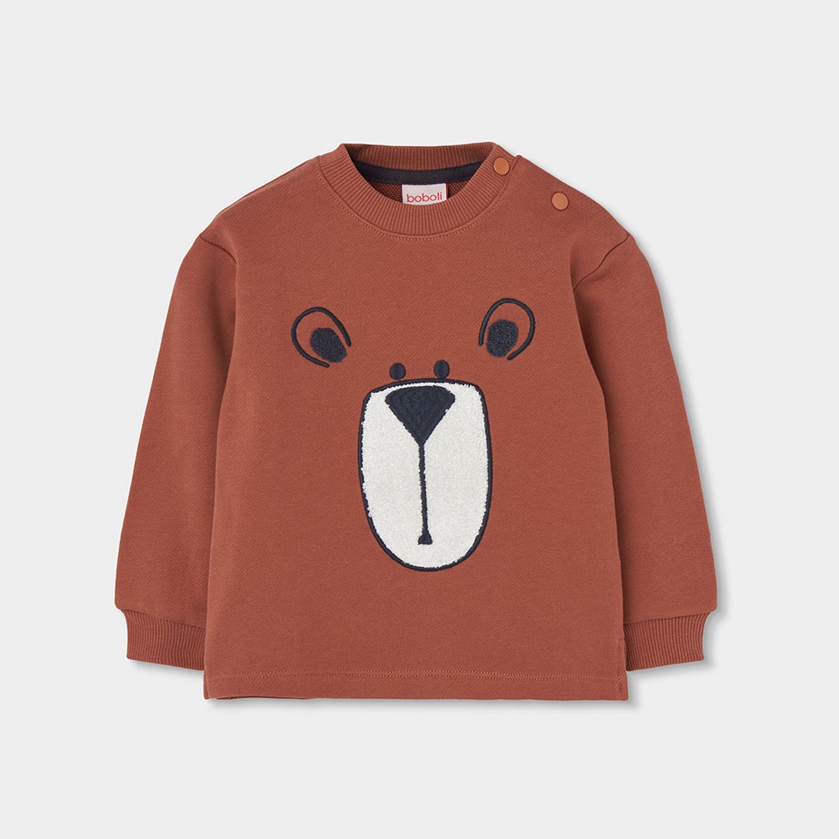 Sweat-shirt garçon en molleton imprimé ours marron, BOBOLI