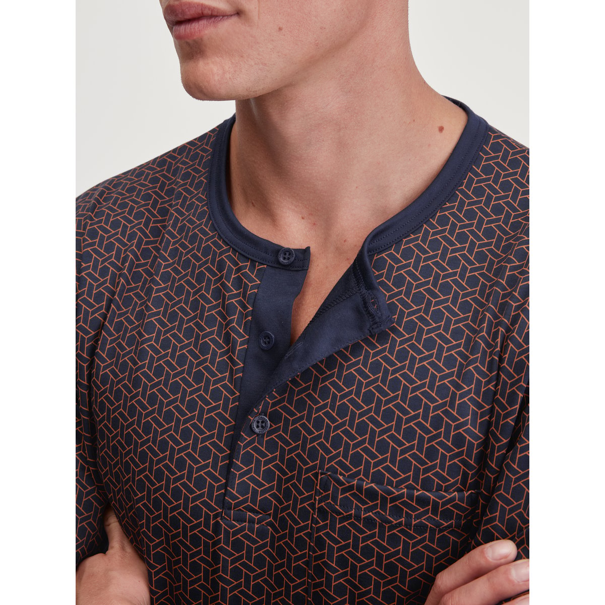 Pyjama avec bords élastiques manches longues Coton RELAX CHOICE saphir foncé, CALIDA