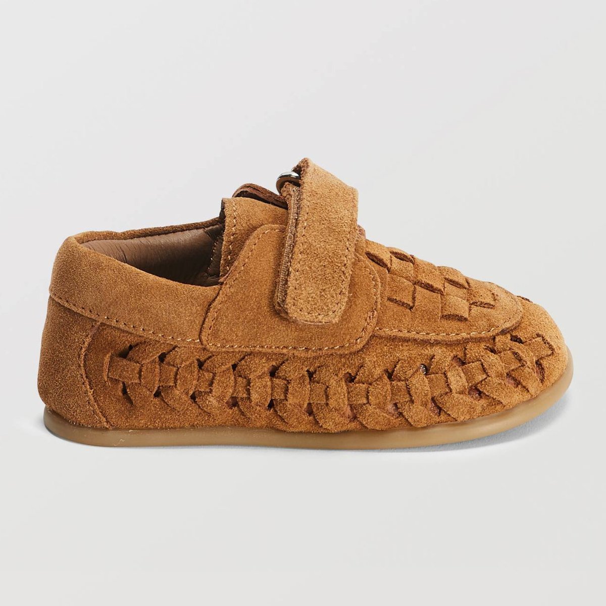 Chaussons tressés en cuir responsable tan, BOUT'CHOU