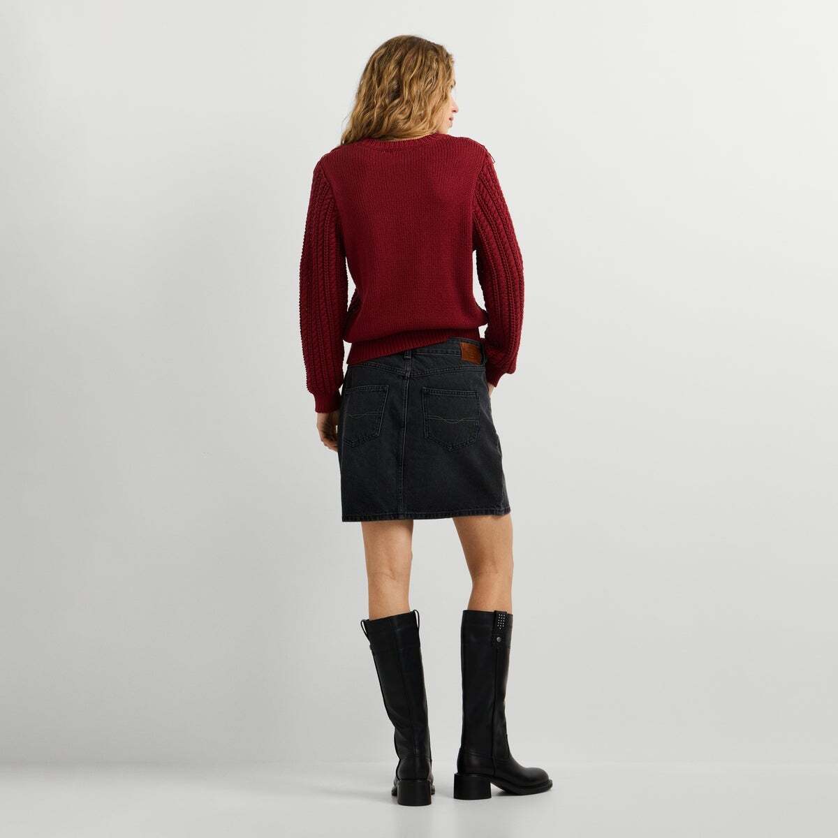 Jupe Courte Coupe Regular En Denim 11,5 oz noir/noir rigide den, PEPE JEANS