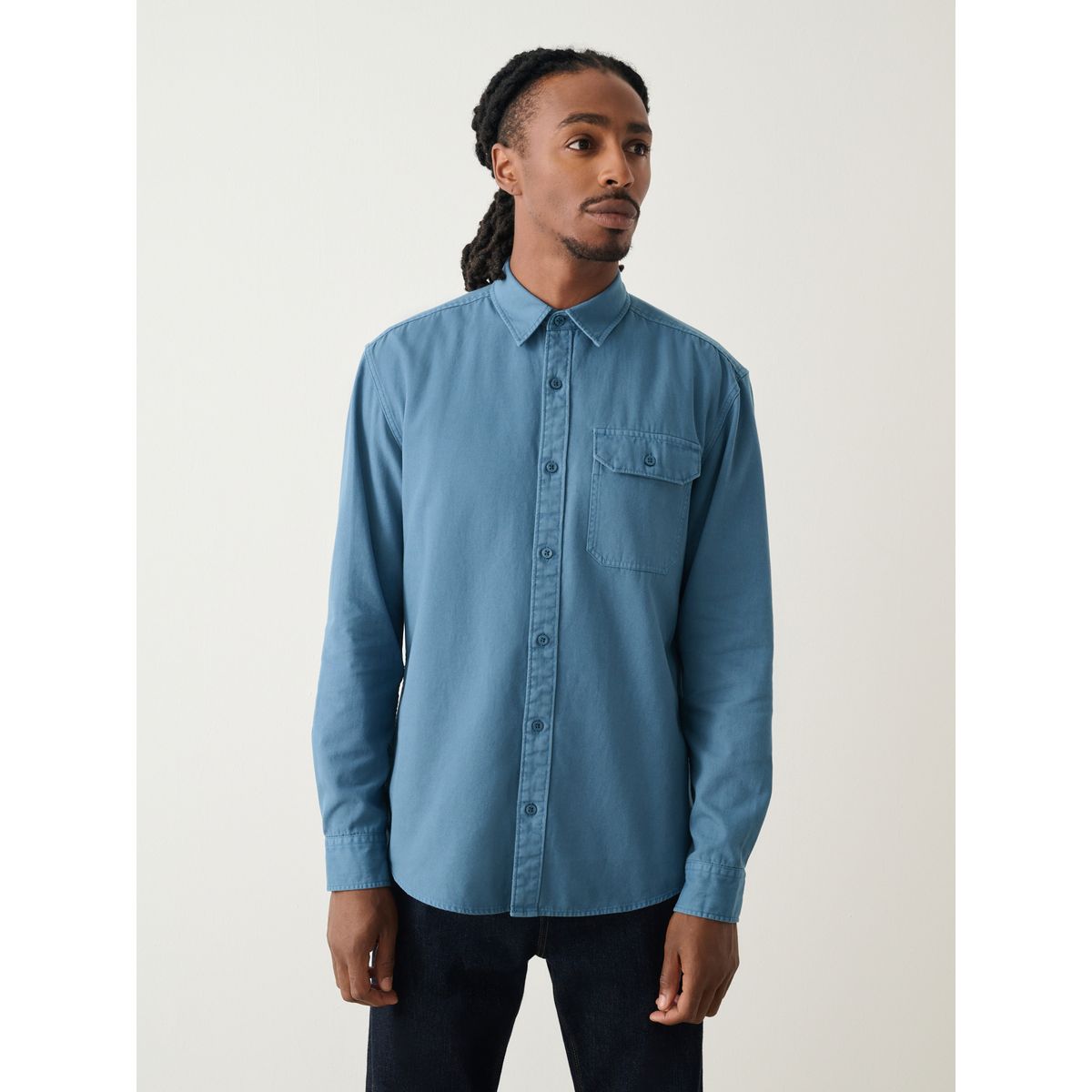 Chemise oxford teinte à manches longues bleu, NEXT