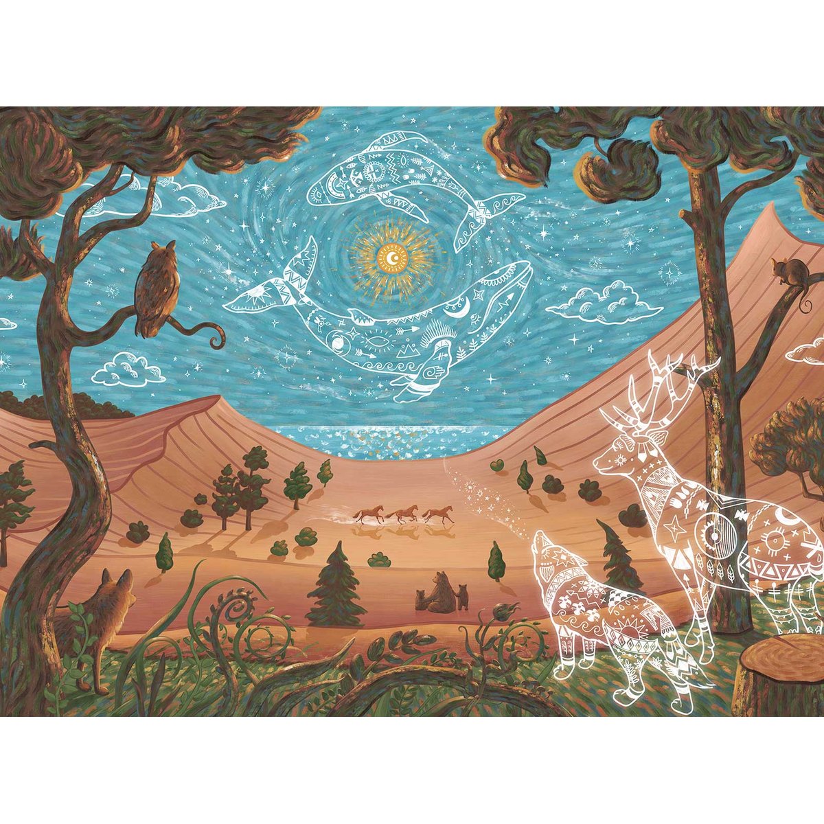 Papier peint océan mythologique chambre enfant bleu, HEXOA