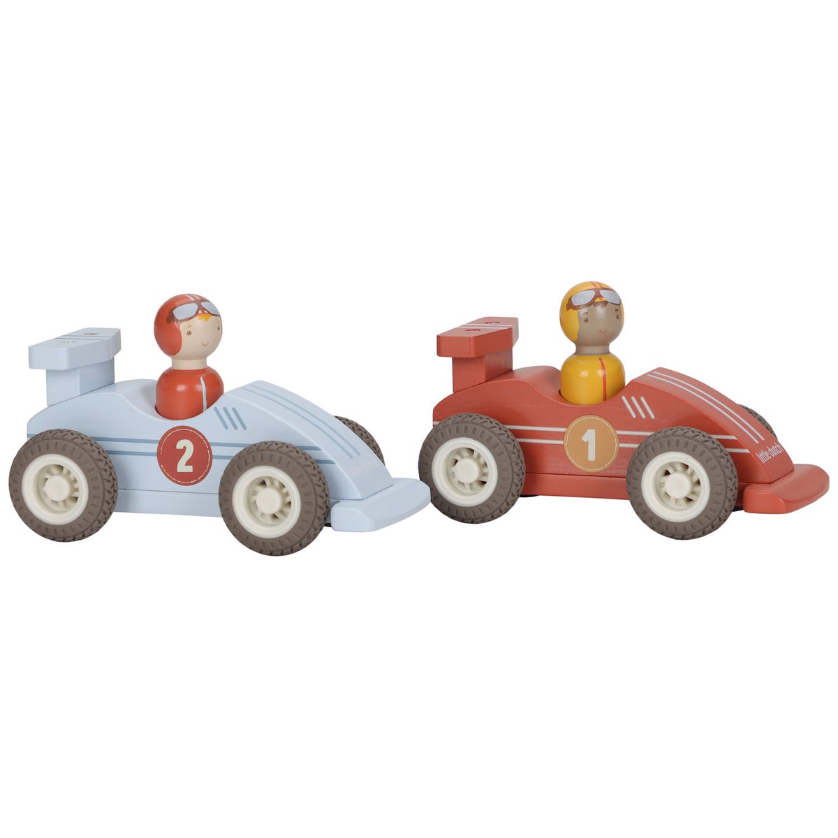 Set de 2 voitures de course bleu, rouge, jaune, LITTLE DUTCH