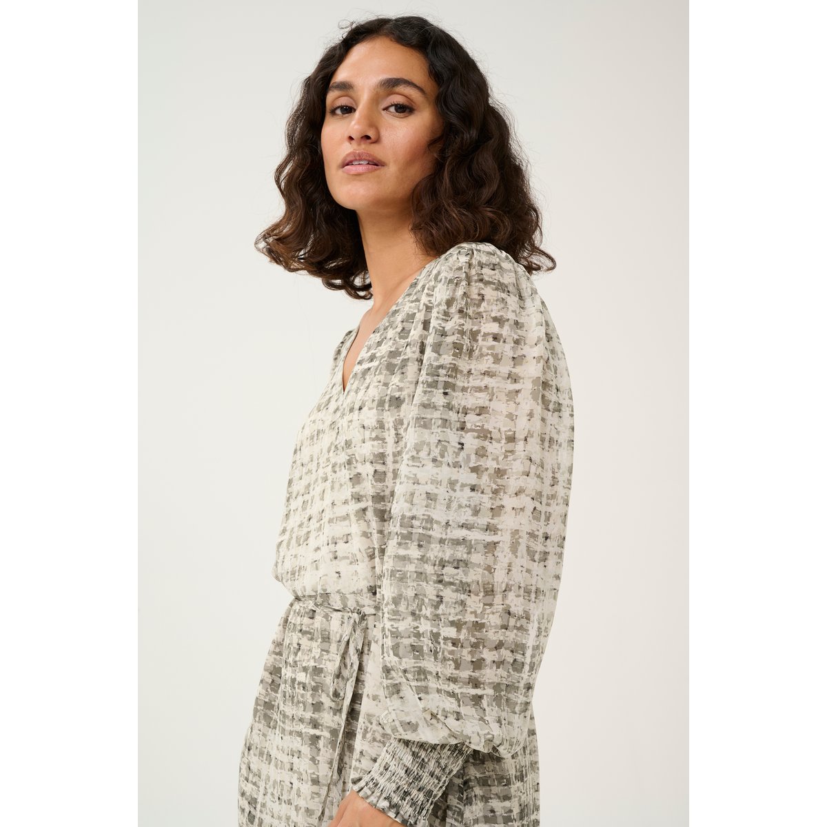 Dress gris a carreaux grey texture check, KAFFE