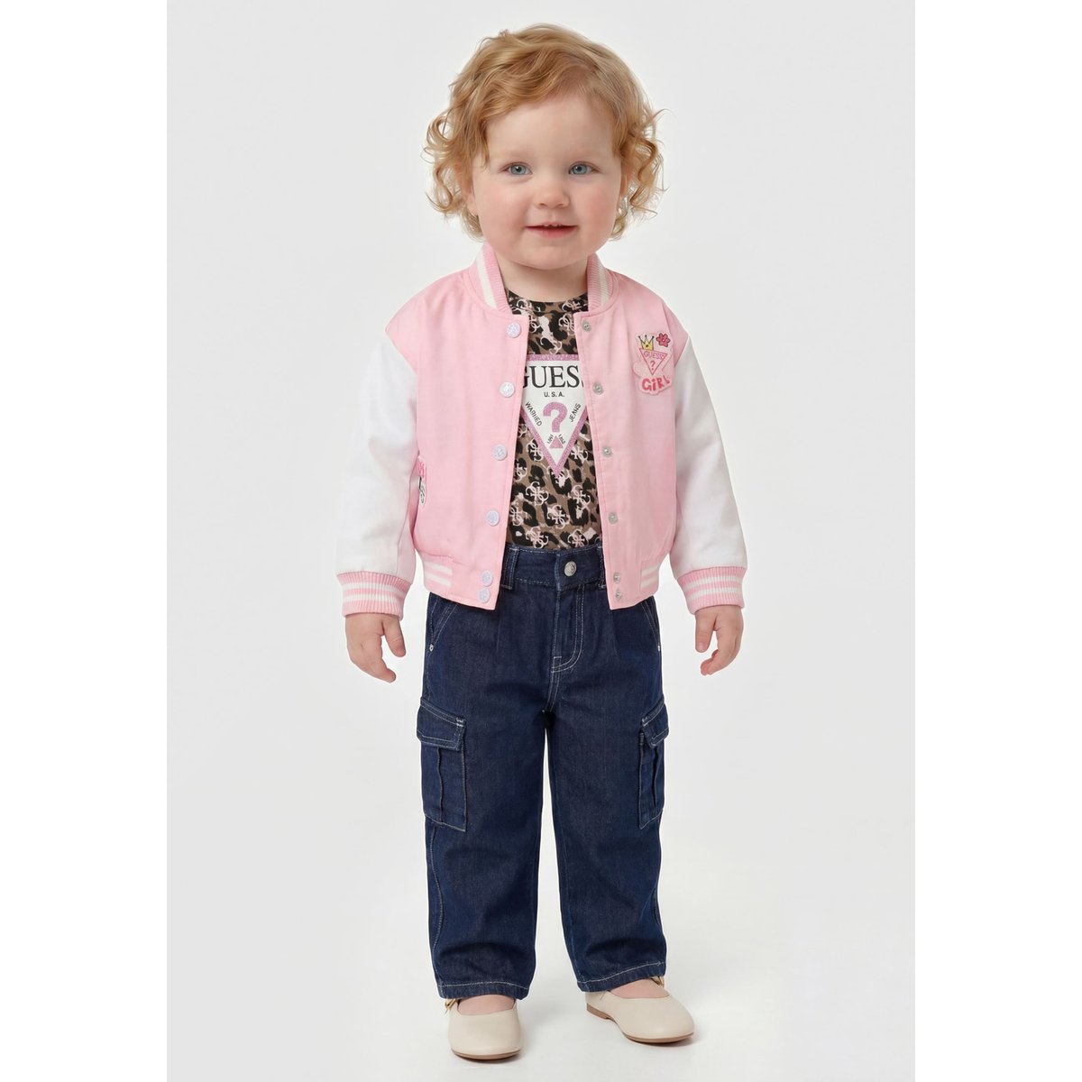 Jeans Cargo Wide Leg bleu foncé, GUESS KIDS