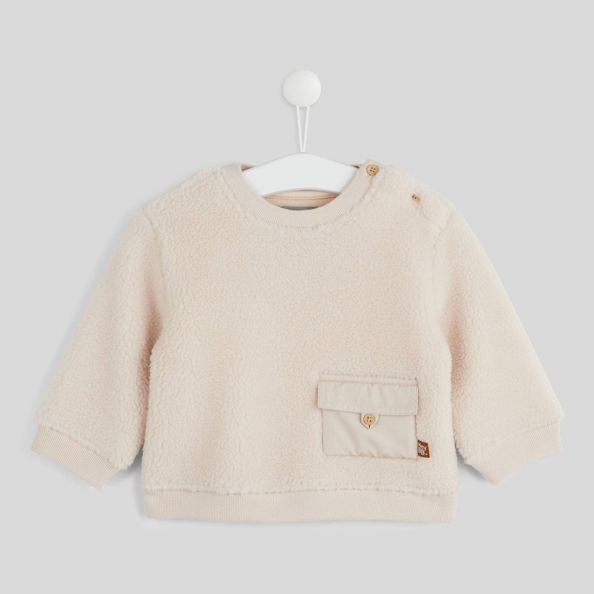BOUT'CHOU - Pull manches longues col rond uni effet mouton - NATUREL - Masculin naturel, BOUT'CHOU