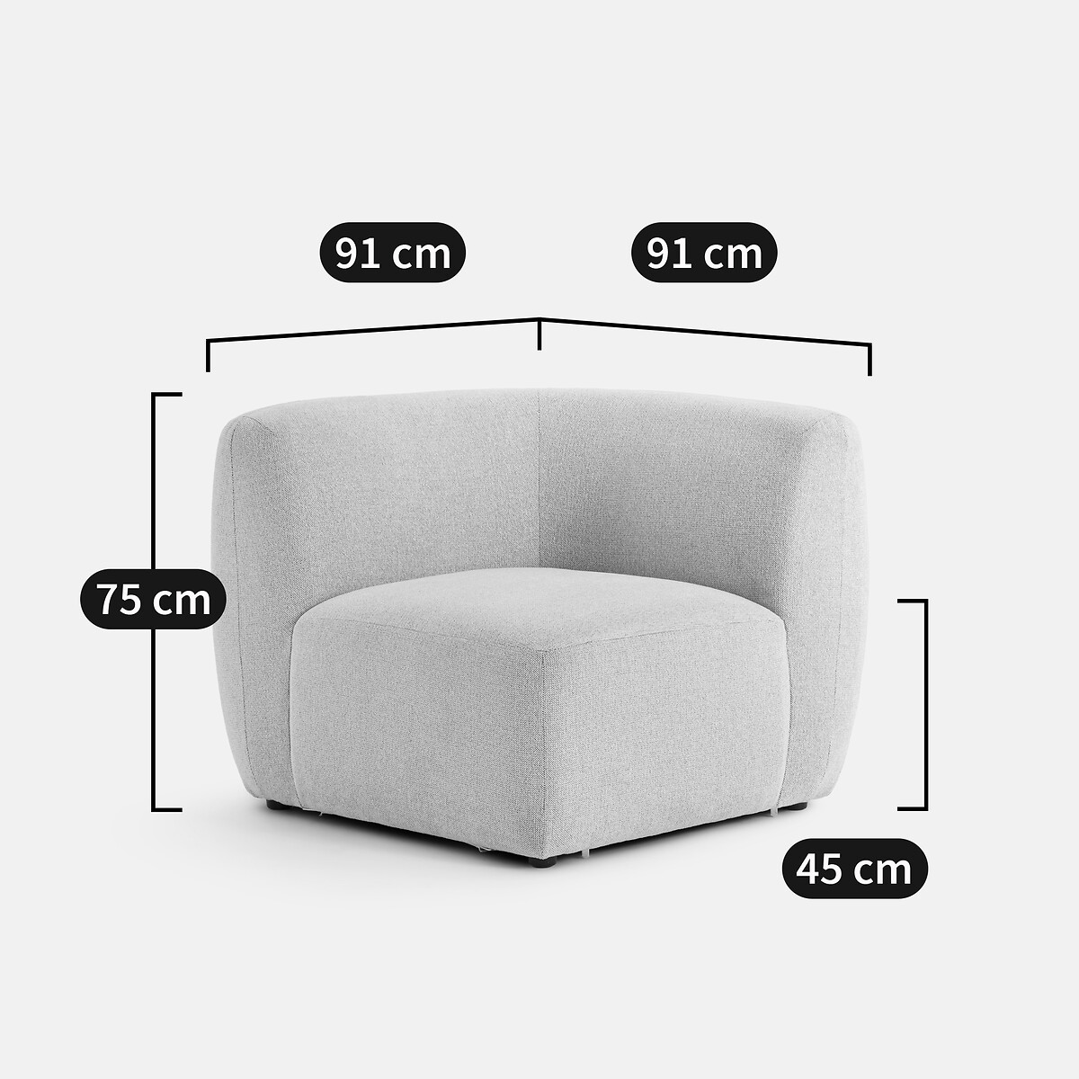 Angle modulable réversible, en tissu texturé chiné, JASPE ecru, LA REDOUTE INTERIEURS